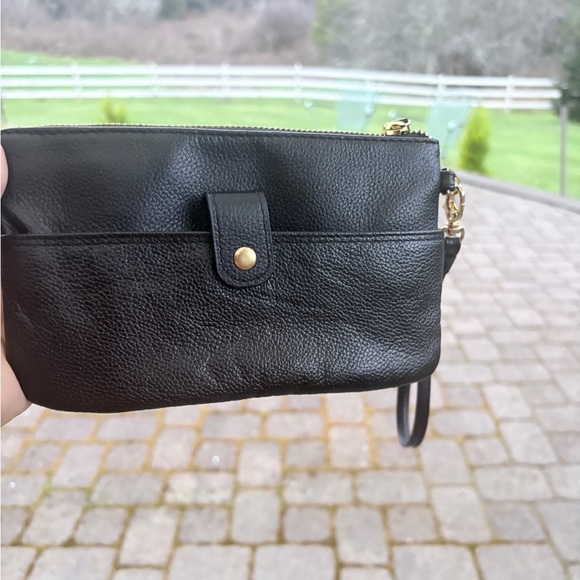 Handbags - Classic Black Leather Wristlet Clutch